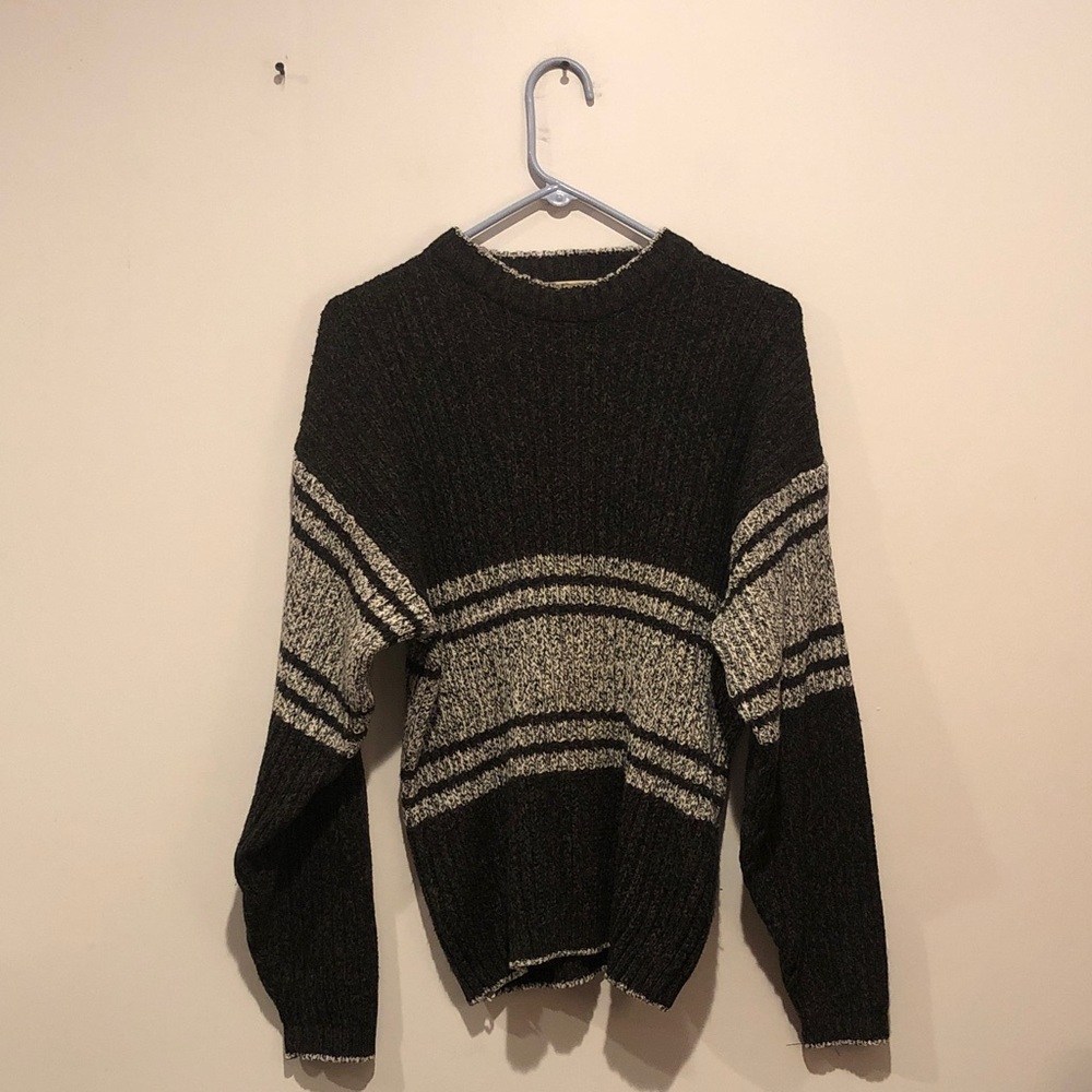 Genuine Fashion Parts Vintage Acrylic Horizontal Stripe Knit Crewneck Sweater